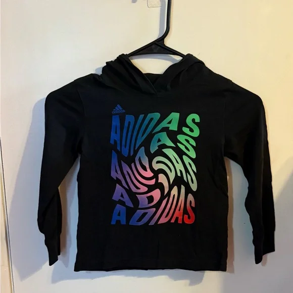 Adidas Kids Black Long Sleeve with Multicolor Logo - Picture 1 of 3